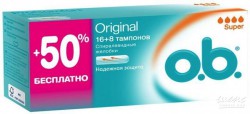 Тампоны o.b. ориджинал супер плюс 16+8 шт.