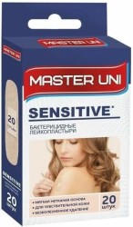 Лейкопластырь бактерицидный Master Uni Для чувствительной кожи на нетканой основе набор 20 шт.